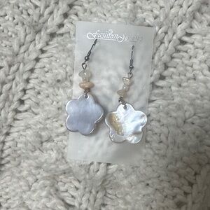 Seashell Silver and Gold Flower Earrings